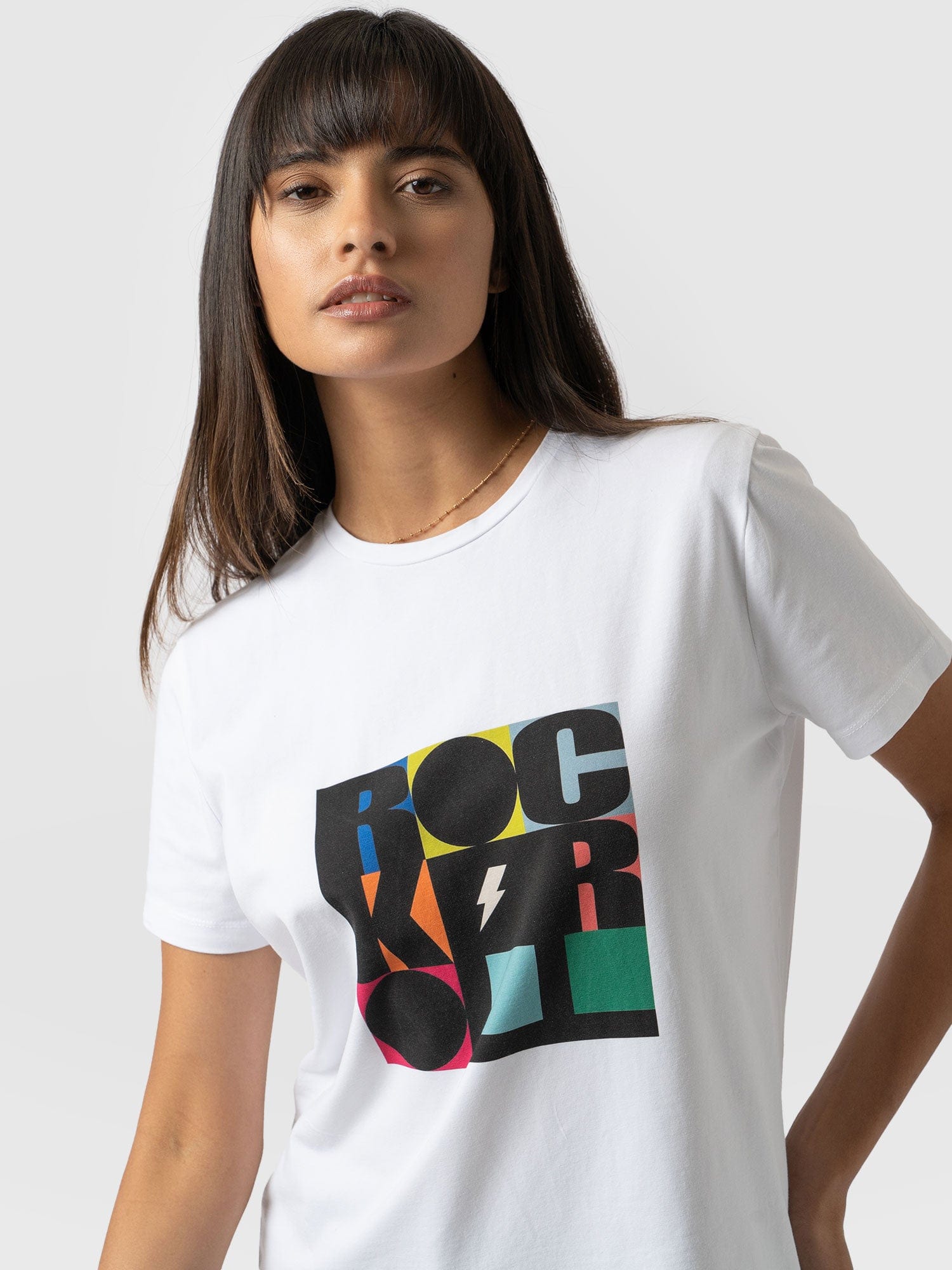 Boyfriend Tee White Rock Roll- Women's T-Shirts | Saint + Sofia® EU
